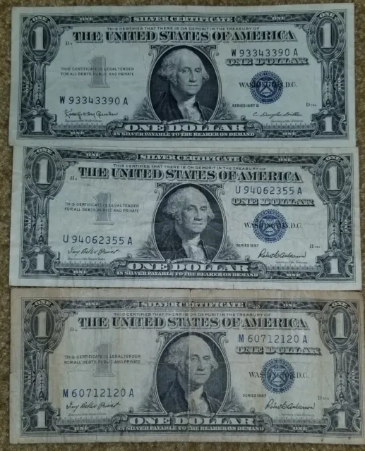 1957 Silver Certificate Dollar Blue Seal Lot  UNCIRCULATED! Includes a Series B