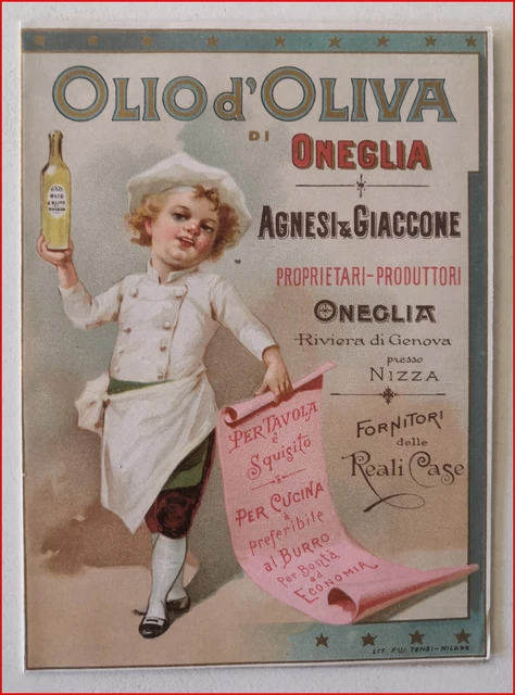 Vintage Illustrated Advertising Agnesi Olive Oil & Tensi Lithograph Jacket