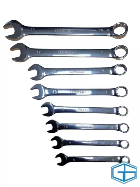 Combination Spanner Set 8 Pieces In Tidy Plastic Case Heavy Duty Draper 17981