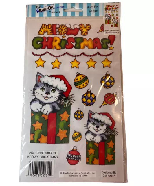Gatos Meowy Christmas Royal & Langnickel E-Z Frub-on Transfers Nuevo en paquete