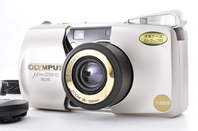 Olympus mju Zoom 105 deluxe Gold 35mm Film Camera w/Strap [Near Mint] Japan