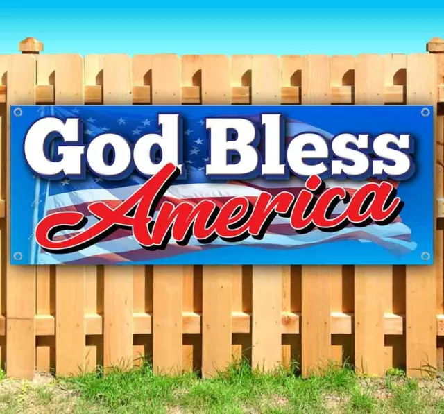 GOD BLESS AMERICA Advertising Vinyl Banner Flag Sign Many Sizes PATRIOTIC USA