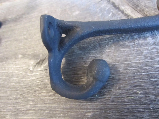 10 Cast Iron Black School Style Coat Hooks Hat Hook Hall Tree Restoration 3 1/4" 3