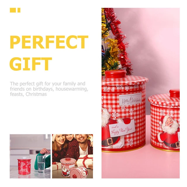 4pcs Weißblech Runde Weihnachten Multifunktionale Cookie Jar 2