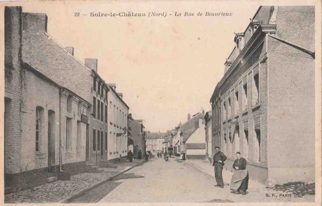 Antique postcard La Rue de Beaurieux - Solre-le-Château (North)