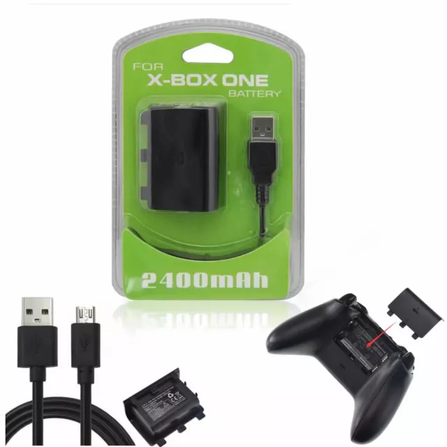 FOR Xbox One S Wireless Controller Rechargeable Battery Pack + USB Cable