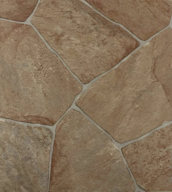Revêtement De Sol PVC Vinyle Motif Mosaïque Pierre - 2,8mm D'épaisseur, Antidérapant, Compatible Chauffage Au Sol