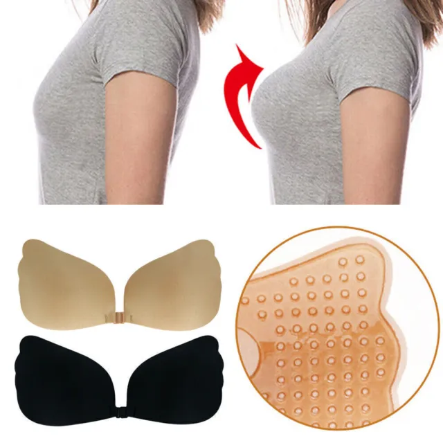 Womens Strapless Bra Backless Silicone Stick On Push Up Self Adhesive Party  Bra