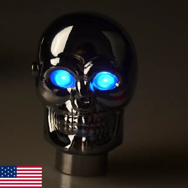 Blue NEW LED Skull Head Gear Car Shift Knob Shifter Lever MT Manual Transmission