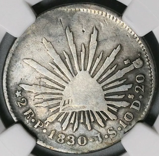 1830/20-Pi NGC VG Det Mexico 2 Reales Potosi Overdate Rare Coin (21111301C)