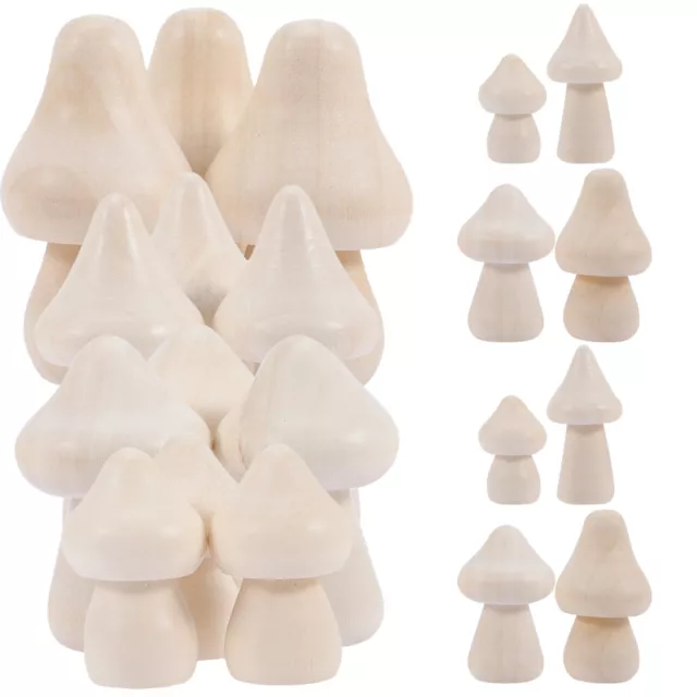 20Pcs Unfinished Wood Mushroom Figures for DIY Crafts and Miniature Toys-SC