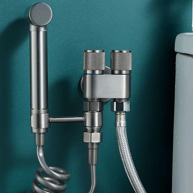 Valvola rubinetto doppio controllo grigio argento nero per spruzzatore bagno cucina