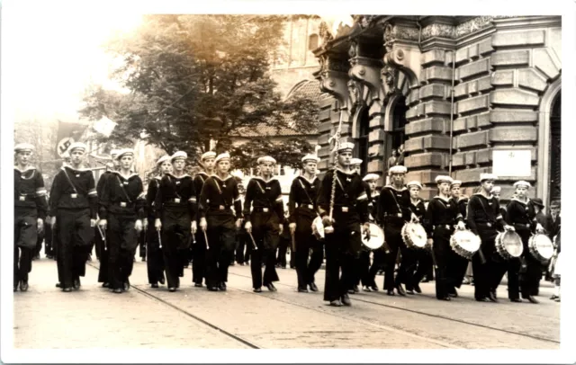 Ww1 Ww2 Unknown German Military Navy Soldiers Real Photo Postcard