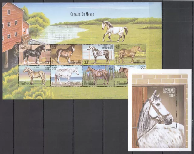 P0117 Central Africa Fauna Farm Animals Horses 1Kb+1Bl Mnh