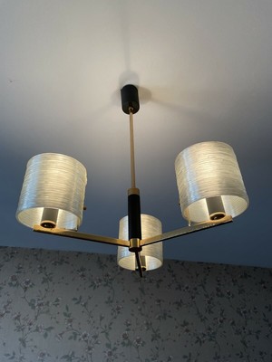 Série de 4 grandes appliques luminaires Fleur de Lys années 50/60 48 cm 