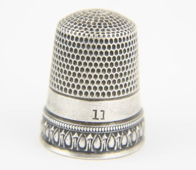 Antique Sterling Silver Simons Bros. Priscilla Thimble No Pat. Egg Dart Sz 11