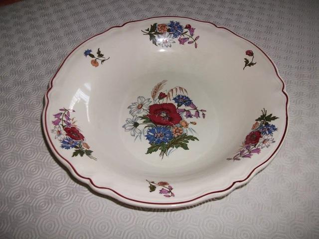 Grand Plat à Cake En Faïence Sarreguemines – Motif Fleuri Vintage