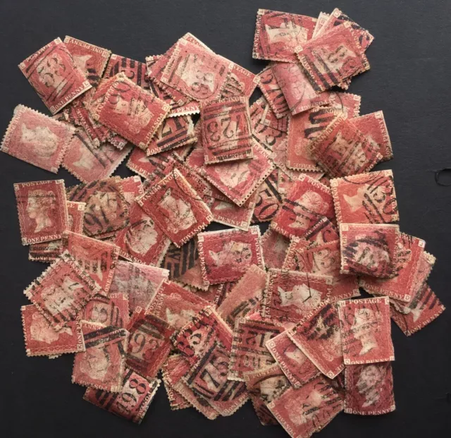 SG43/SG44. QV Selection 100 Penny Red plates. Sheet reconstruction. Very poor