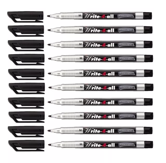 10 x STABILO Permanent-Marker Filzstift Write-4-all M 1mm lichtbeständig schwarz