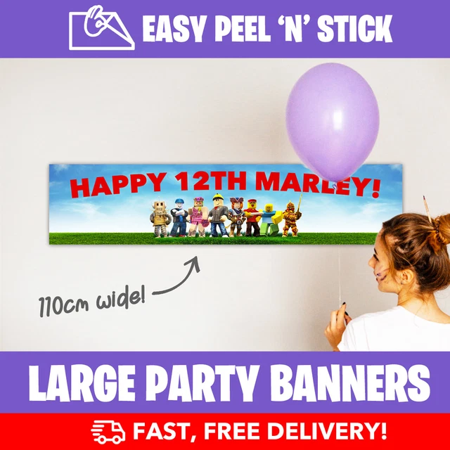 Personalised Birthday Banner – Rose Gold Pink, Paper Roses Theme – Custom Photo Star Poster Decoration