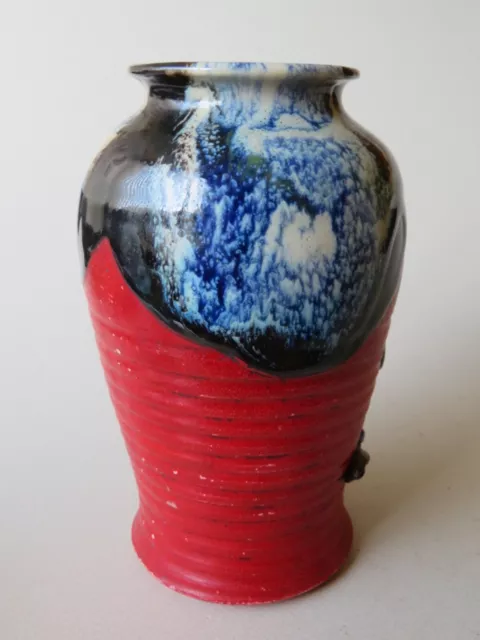 Old Japanese Sumida Gawa Vase With Geisha Figure And A Flambe Glaze 3