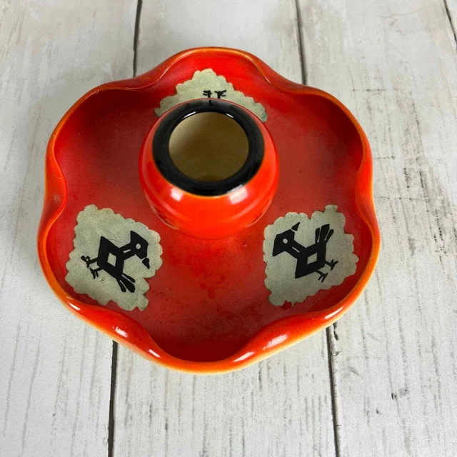 Vintage 1920's Japan Kinkozan Pottery Art Deco Candlestick Holder Satsuma Ware