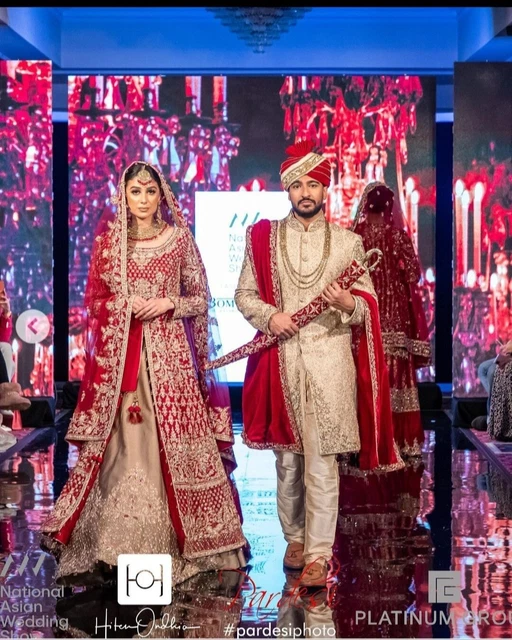 ASIAN BRIDAL WEAR Red Gold Indian Wedding Dress Luxury gown Lengha Lenga  Lehenga 1,128.70 - PicClick UK
