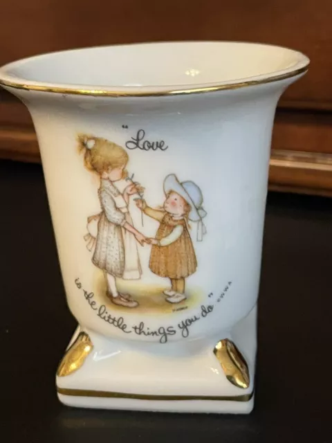 VINTAGE Holly Hobbie Candle Holder Porcelain "Love is the Little Things You Do"