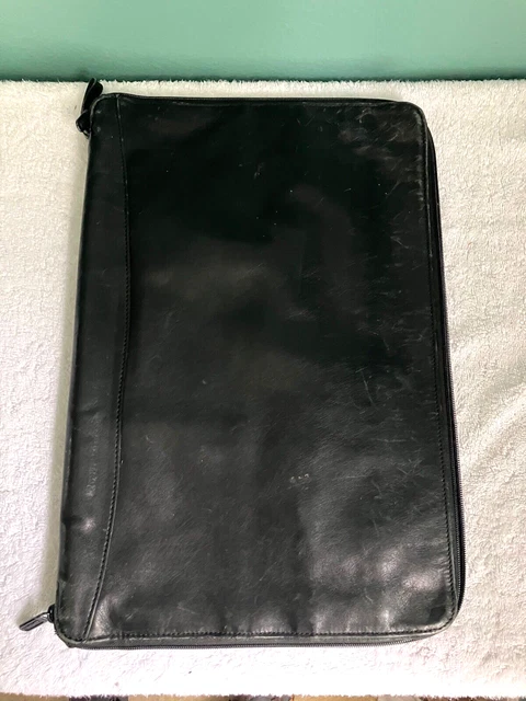 Vintage Yamani Black Leather 10.5" x 16" Zippered Portfolio Briefcase Case