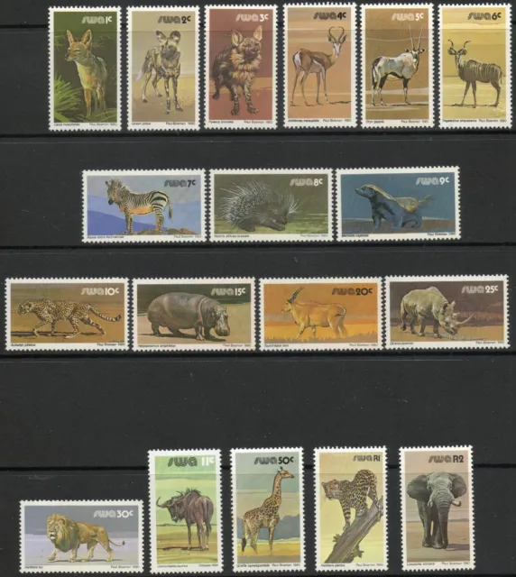 South West Africa 1980 QEII Wild Animals set of 18 mint stamps to R2  LMM