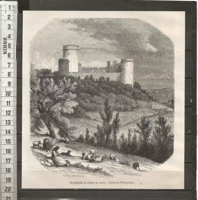 G491 / Engraving / General View Of The Chateau De Coucy