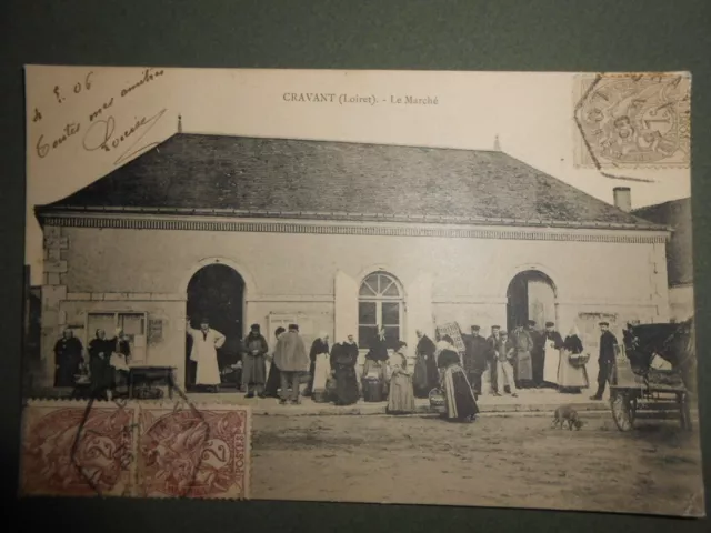 CPA carte postale ancienne cravant Loiret le marché