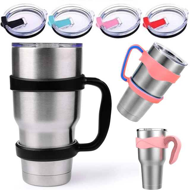 Travel Mug Cup Grip Holder Handle Spill Proof Lid For 30 OZ YETI Rambler Tumbler