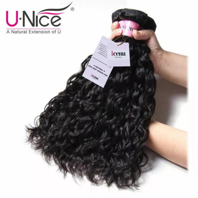 UNice Water Wave Bundles Human Hair Weave Wet and Wavy Virgin Hair Extensions US