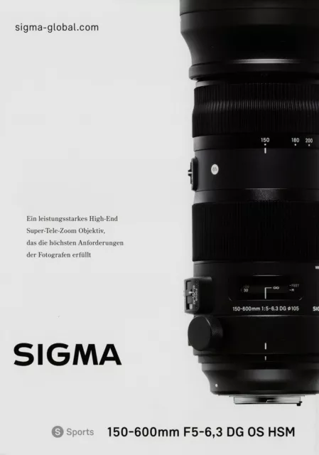 Sigma Prospect 2014 150-600mm F5-6.3 DG OS HSM Brochure Lens Broschyr Lens Lens