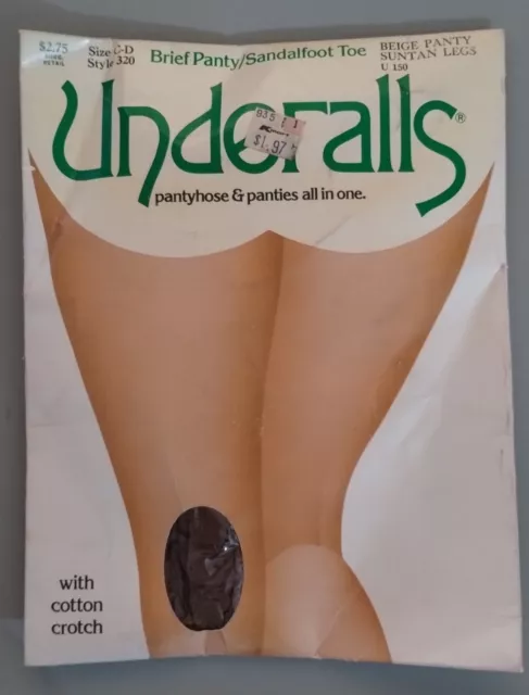 Underalls French Cut Silks Pantyhose & Panties All in One AB Small Nude Vtg  80s