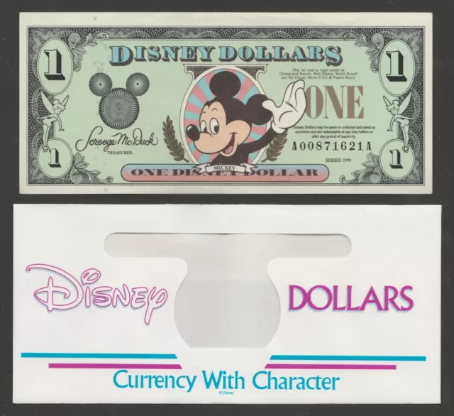 ++ Disney Dollars - $1 Mickey Mouse 1999 A Series - Immaculate ++