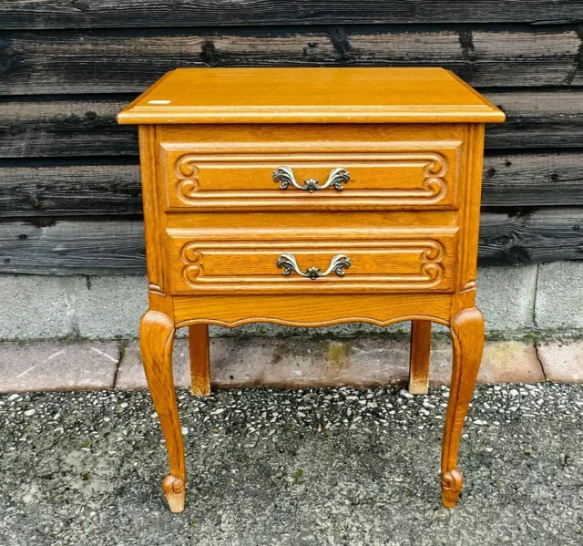 Stunning LOUIS XV Style Honey Oak 2 Drawer Bedside Cabinet! (CONBSC10)