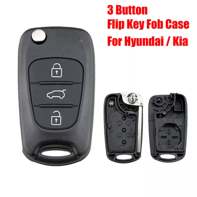 3 Button Flip Key Fob Case Shell Cover For Hyundai I20 I30 Kia Ceed Pro Sportage