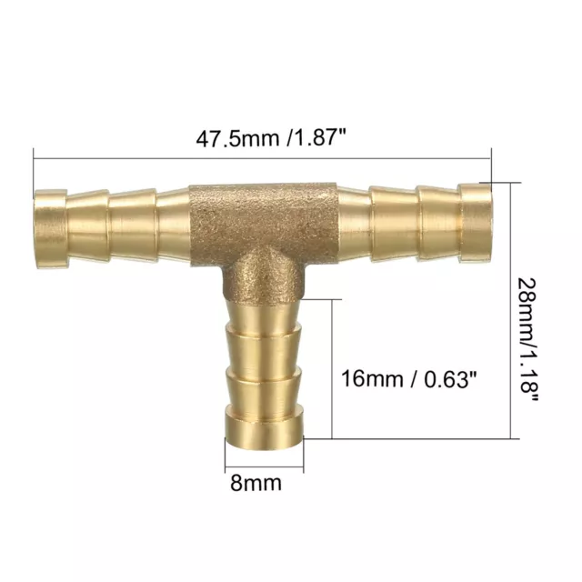 Universal 5pzs 8mm Conector de Manguera de Púas de Latón En T Conector de 3 Vías 3