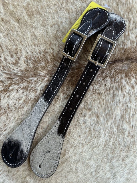 Adult Size Pair Of Genuine Hair On Cowhide Leather Western Basic Spur Straps