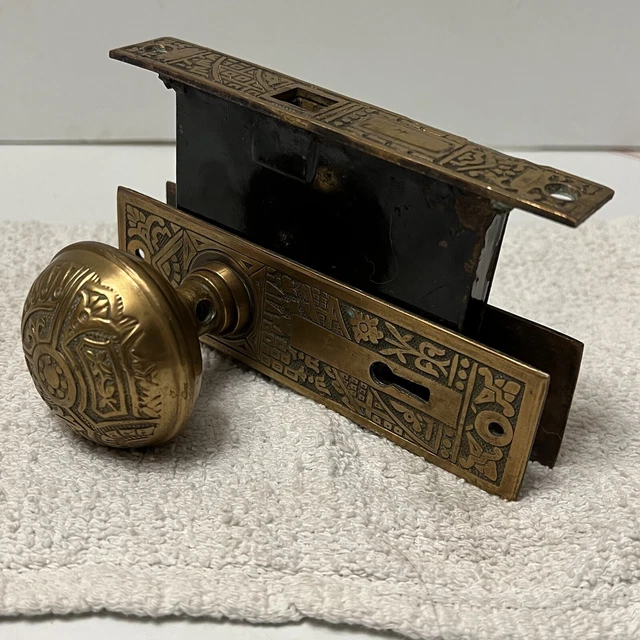 Antique Brass Ornate Door Knob Set. No Key