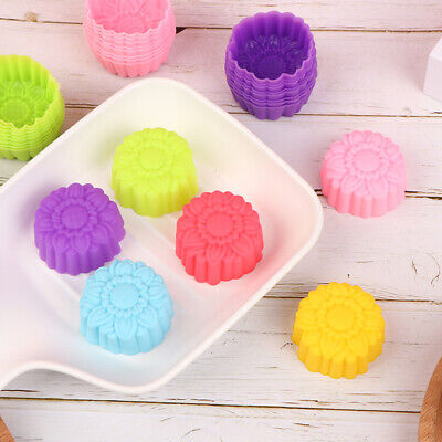 6 piezas 5 cm Moldes de silicona para pudín de flor de sol Muffin Pastel CJ
