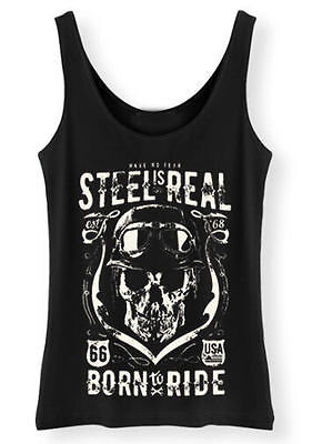 Born To Ride Tank Top Womens Ladies Biker Tee 66 No Fear Steal is Real Vest