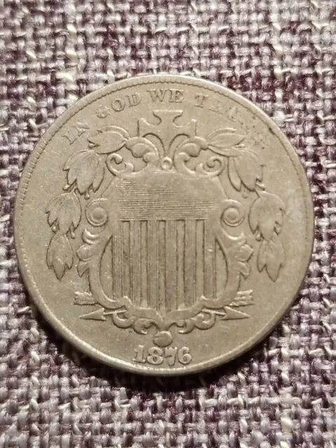 1876 Shield Nickel "The Bleeder" VF