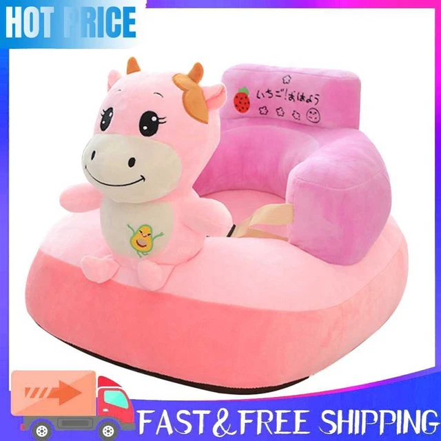 Baby Sofa Cover Soft Washable Sit Seat Chairs No Filler Cradle (Cow)
