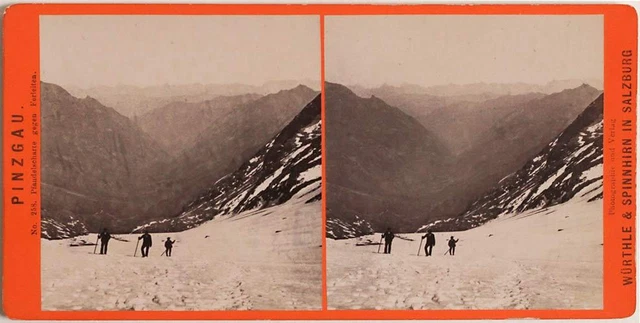 Original 1880er J. Stereofoto PINZGAU Pfandelscharte Ferleiten, Salzburg WÜRTHLE