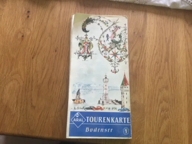 ARAL, Tourenkarte,   Bodensee,  Landkarte , Urlaub; 60iger Jahre