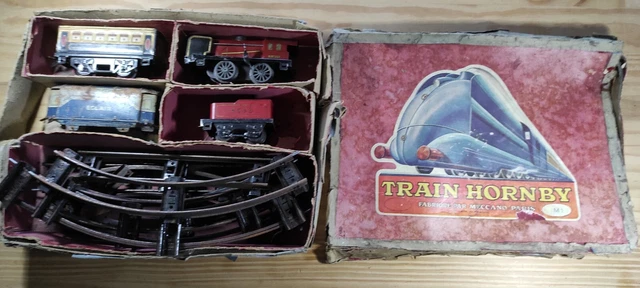 RAME TRAIN MÉCANIQUE Série Hornby Meccano en Tôle. Loco, Tander, 1
