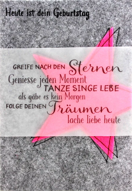 GEBURTSTAGSKARTE MIT SPRUCH Handarbeit Filz Glückwunschkarte Geburtstag